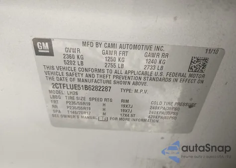 2011 GMC Terrain Slt-1 z USA, uszkodzony, nr VIN 2CTFLUE51B6282287